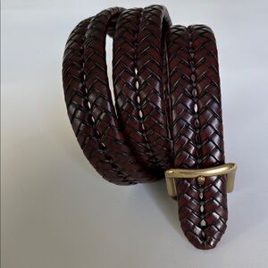 Fossil Men's Braided Leather Belt Brown Woven Brass Buckle Casual Dressy Size 40
